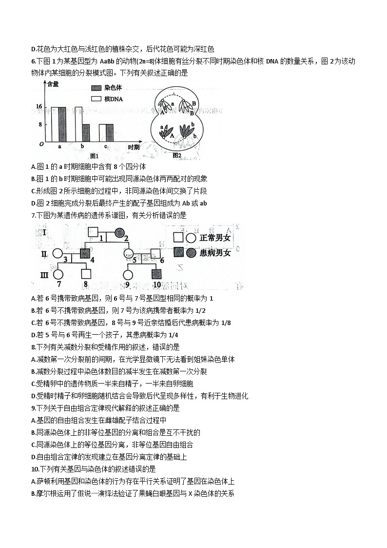 安徽省芜湖市安徽师大附中2022-2023学年高一下学期期中生物试题第2页
