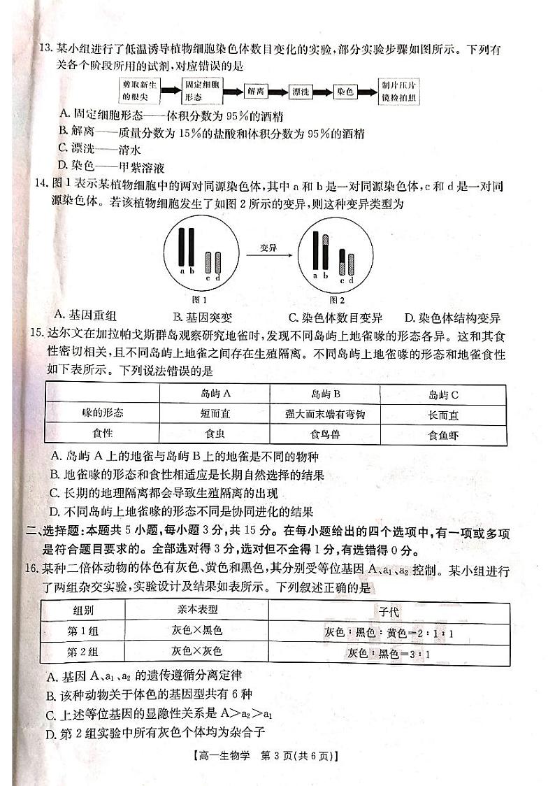 辽宁省部分高中联考2022-2023学年高一下学期7月期末生物试题第3页
