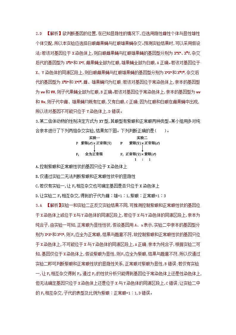 高中生物 （人教版2019） 人教版2019必修2 同步分层训练  2.3 伴性遗传（第2课时 强化课）  Word版含解析第2页