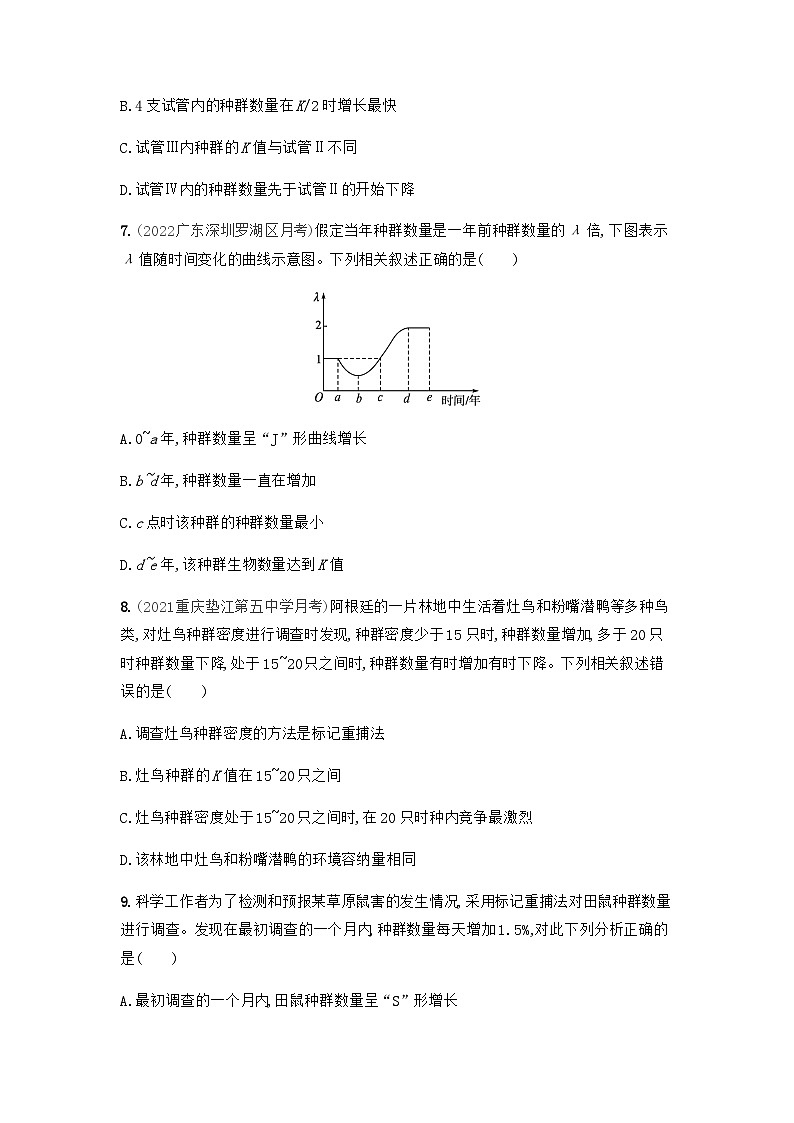 高中生物（人教版2019）选择性必修21.2 种群数量的变化 同步分层练习（word版含解析）第3页