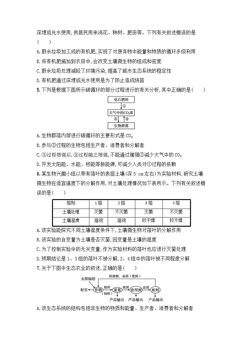高中生物（人教版2019）选择性必修2 3.3 生态系统的物质循环 同步分层练习（有答案）02