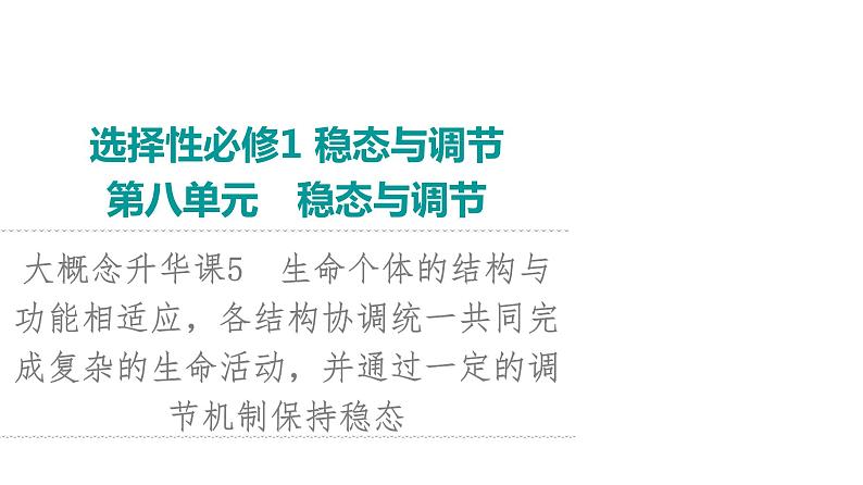 2024届苏教版高考生物一轮复习大概念升华课5生命个体的结构与功能相适应，各结构协调统一共同完成复杂的生命活动，并通过一定的调节机制保持稳态课件01