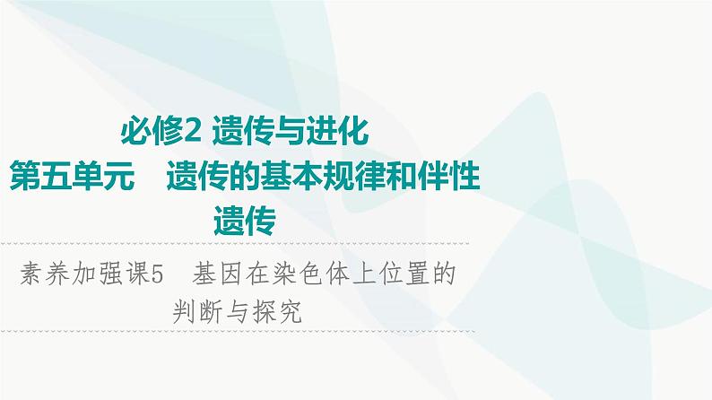 2024届苏教版高考生物一轮复习素养加强课5基因在染色体上位置的判断与探究课件第1页