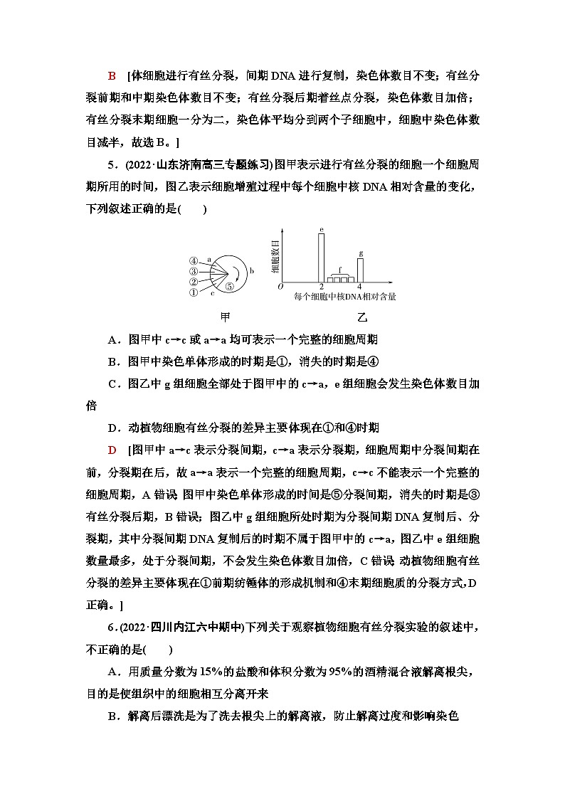 2024届人教版高考生物一轮复习 细胞的增殖作业（单项版）含答案第3页