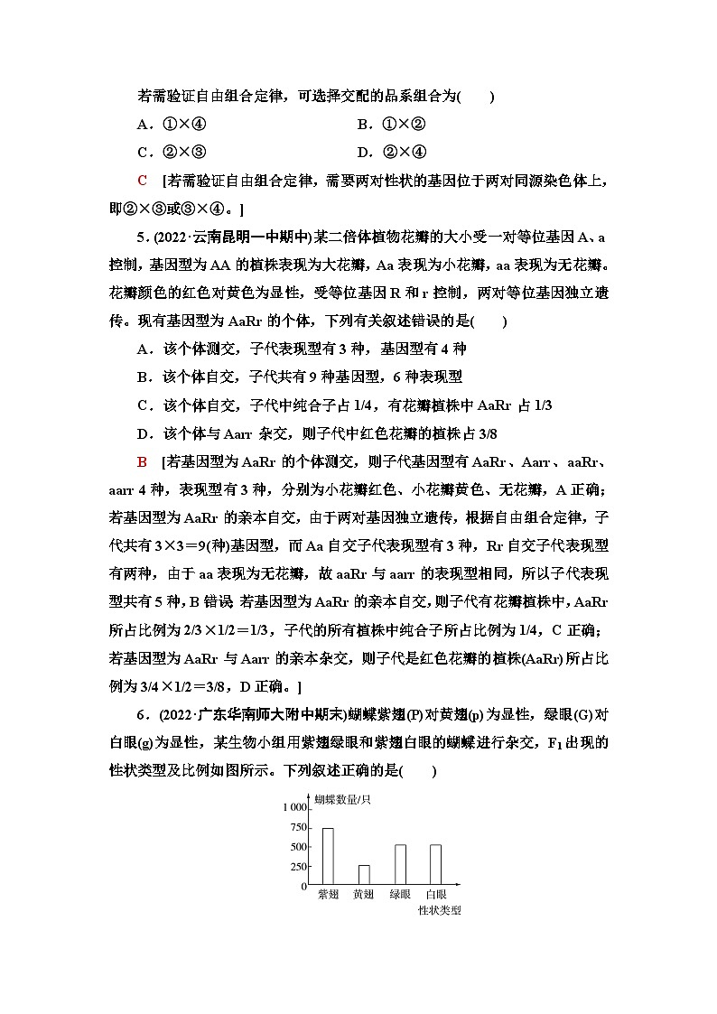 2024届人教版高考生物一轮复习孟德尔的豌豆杂交实验(二)作业（单项版）含答案第3页