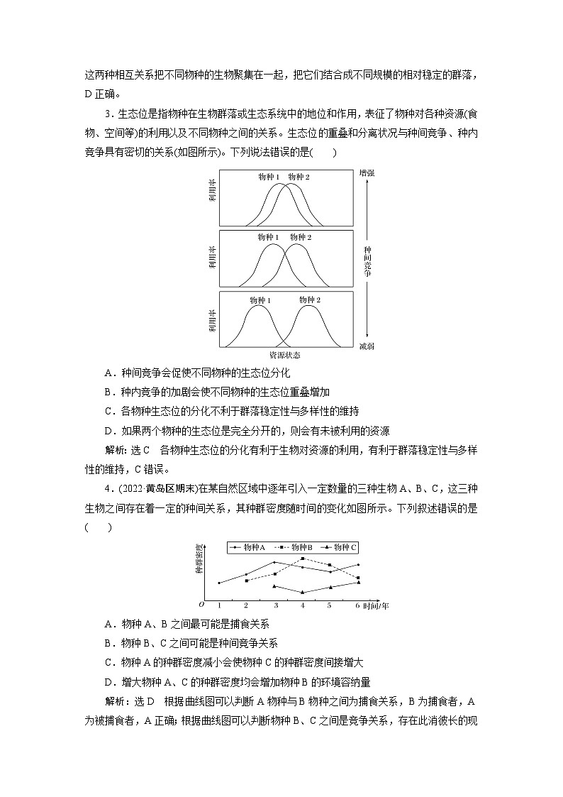 2024届人教版高考生物一轮复习群落及其演替作业（单项版）含答案第2页