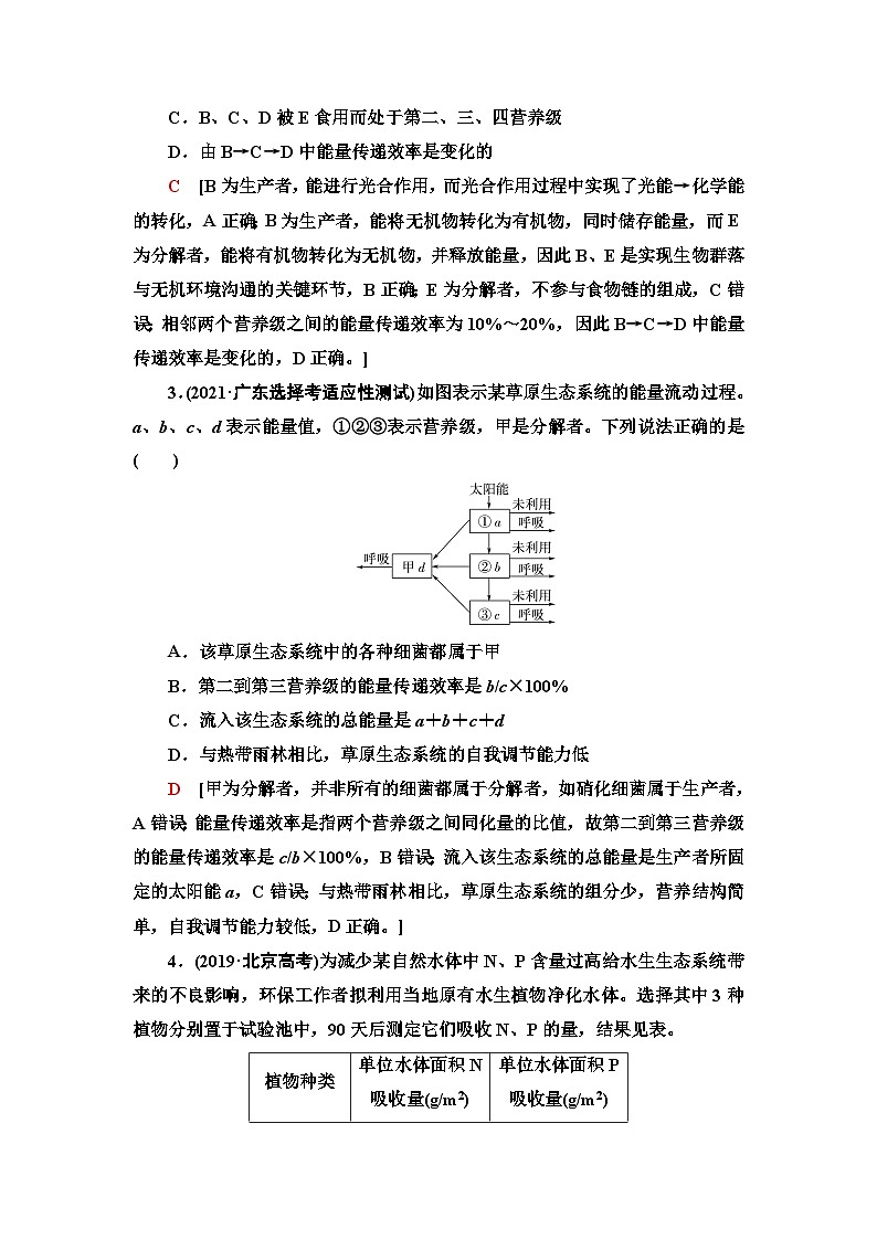 2024届人教版高考生物一轮复习生态系统的能量流动和物质循环作业（单项版）含答案第2页