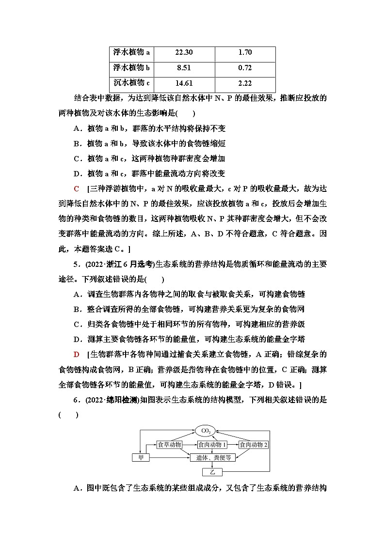 2024届人教版高考生物一轮复习生态系统的能量流动和物质循环作业（单项版）含答案第3页