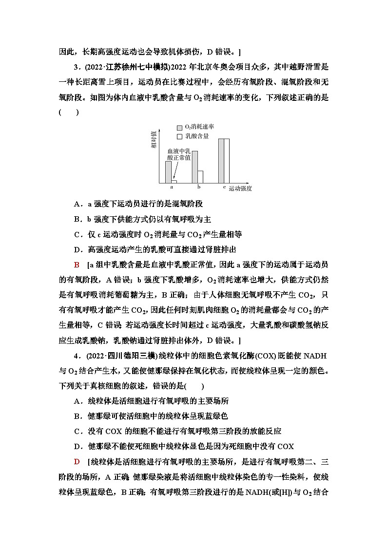 2024届人教版高考生物一轮复习细胞呼吸作业（单项版）含答案第2页