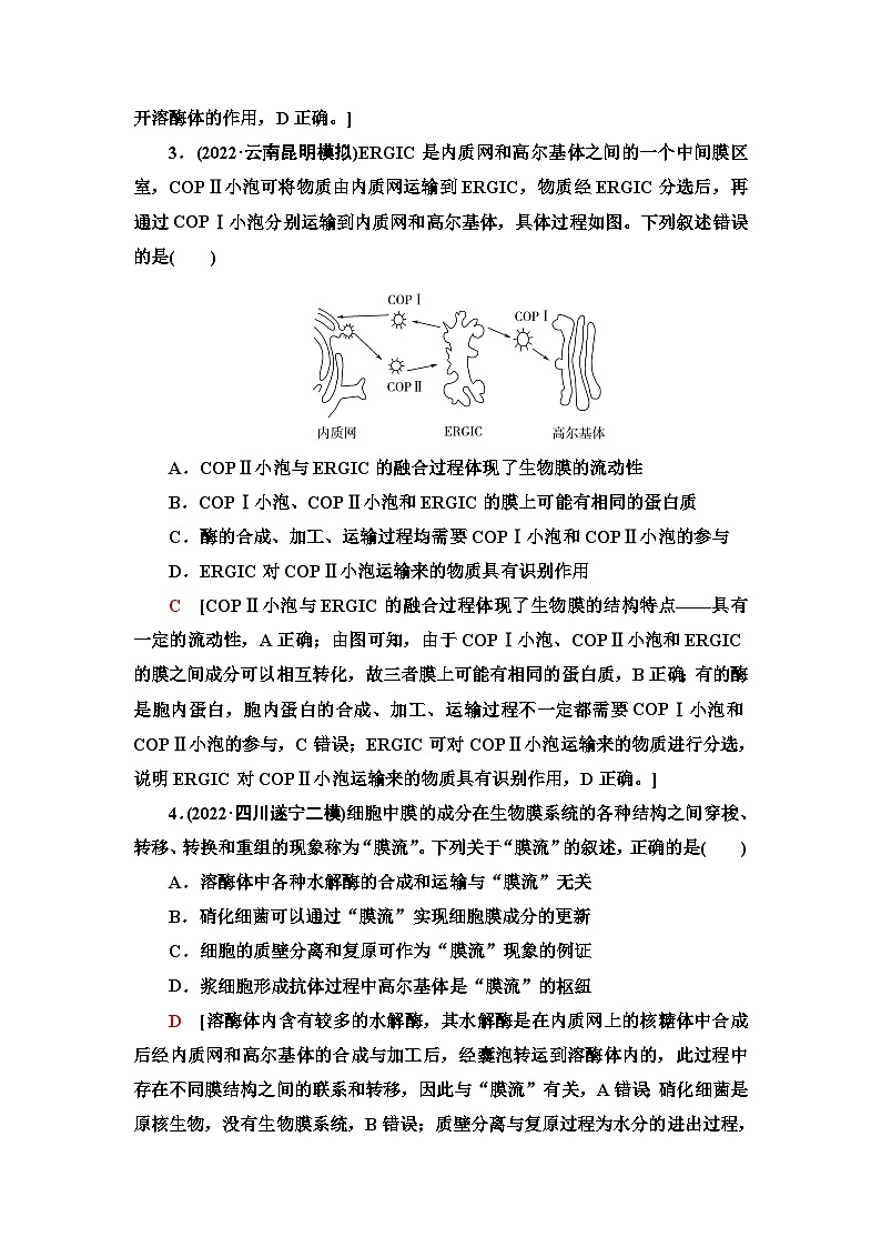 2024届人教版高考生物一轮复习细胞器——系统内的分工合作作业（单项版）含答案第2页