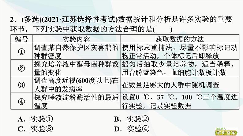 2024届苏教版高考生物一轮复习科学探究系列5调查类实验的方案与实施课件第7页