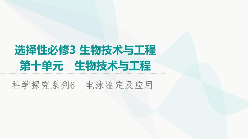 2024届苏教版高考生物一轮复习科学探究系列6电泳鉴定及应用课件第1页