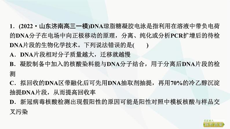 2024届人教版高考生物一轮复习科学探究系列6电泳鉴定及应用课件第7页