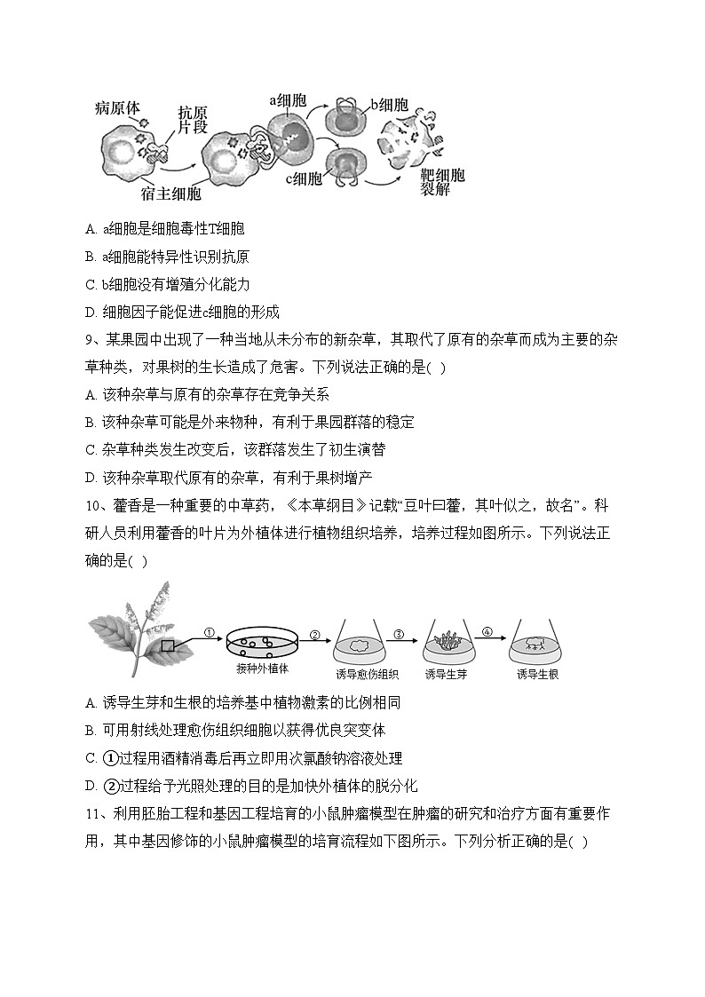 湖南省多校联考2022-2023学年高二下学期期末考试生物试卷（含答案）第3页