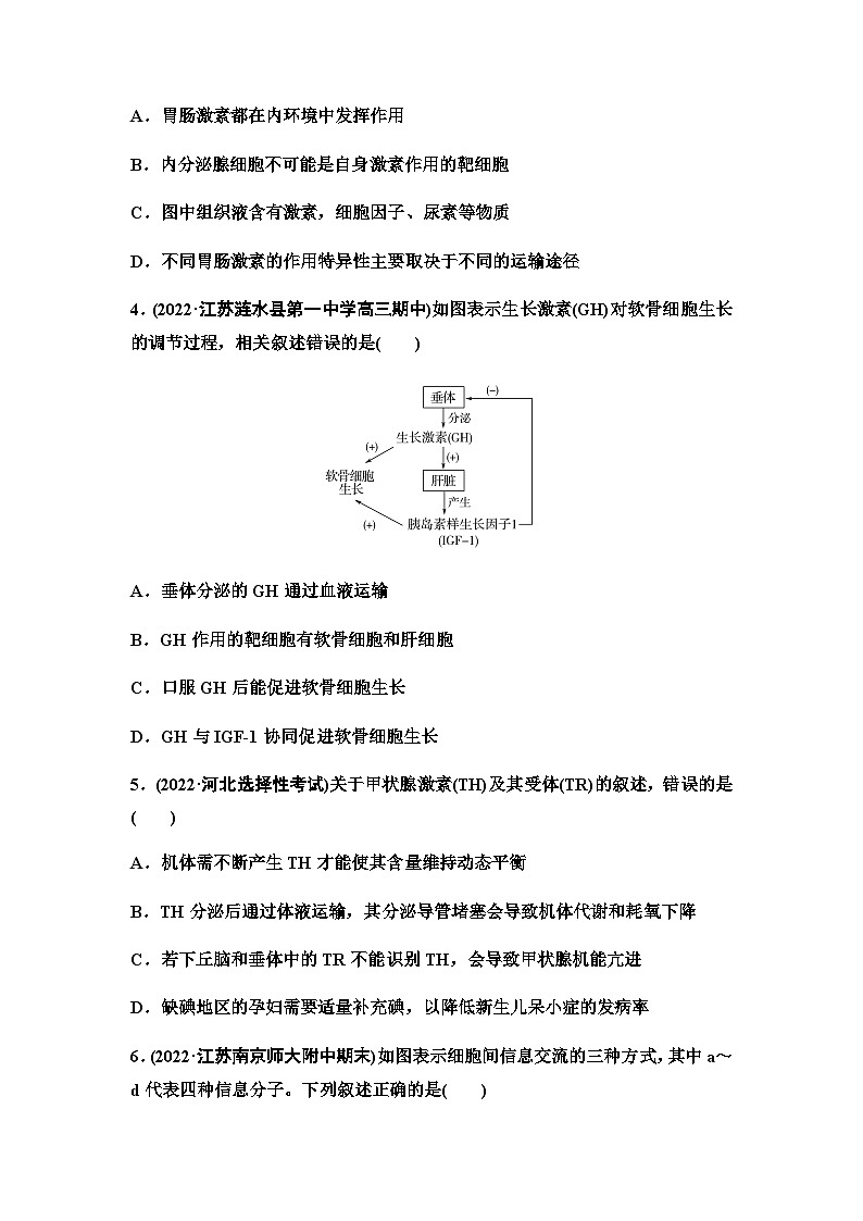 2024届苏教版高考生物一轮复习体液调节作业含答案第2页