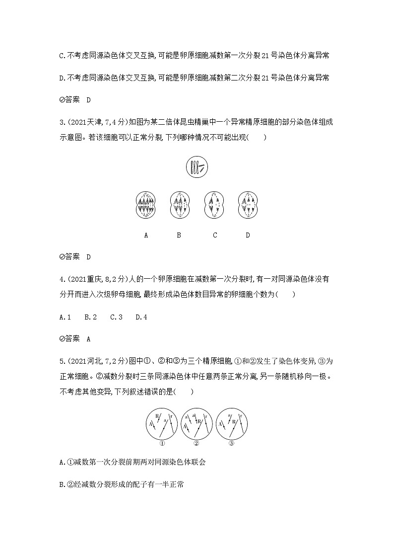 2024届人教版高考生物一轮复习遗传的细胞基础作业含答案第2页