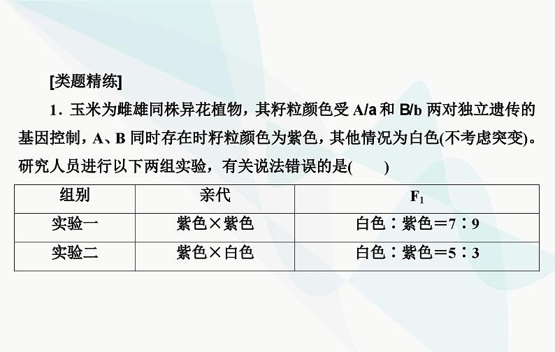 2024届人教版高考生物一轮复习素养提升课03自由组合定律特殊比例及成因课件（单选版）第6页