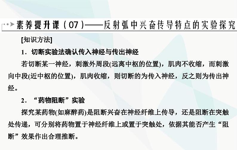 2024届人教版高考生物一轮复习素养提升课07反射狐中兴奋传导特点课件（单选版）第2页