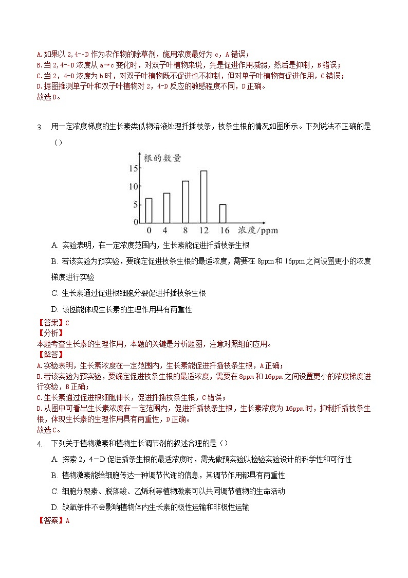人教版高二生物选择性必修一5.3《植物生长调节剂的应用》课件+练习02