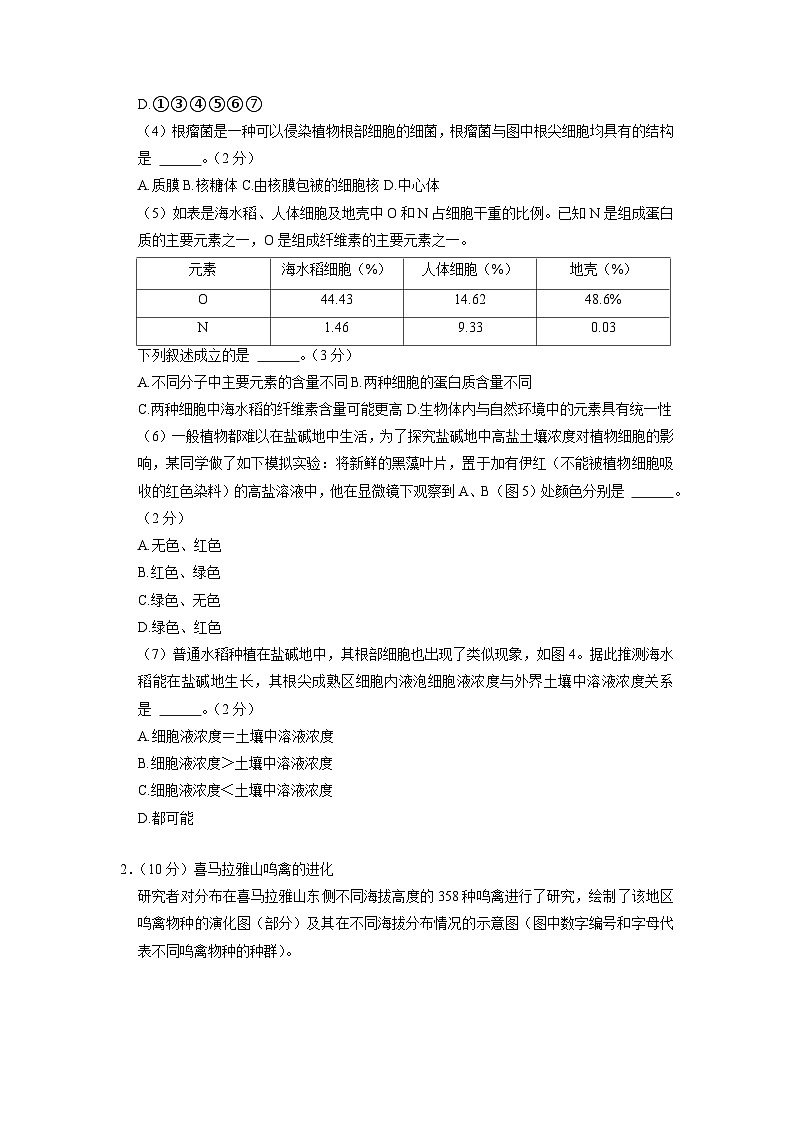 【新高三摸底】2024届新高三-生物开学摸底考试卷（上海专用）02