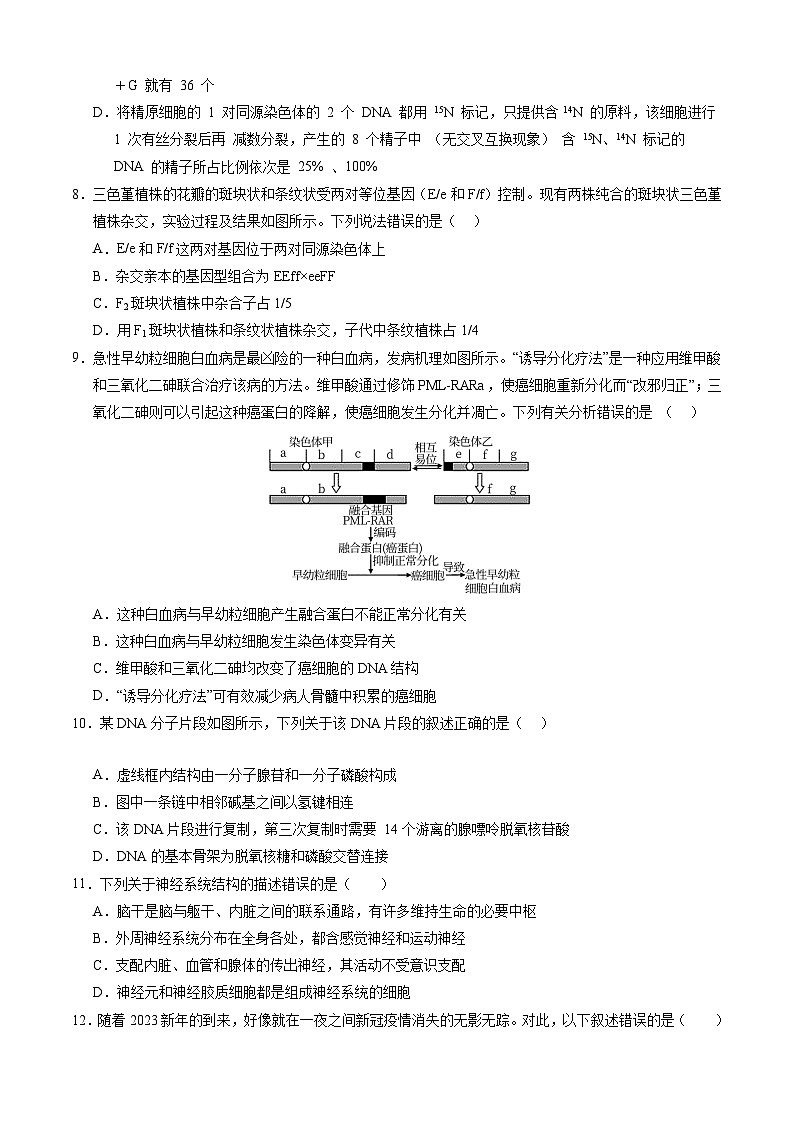 【新高三摸底】2024届新高三-生物开学摸底考试卷（新教材专用）01（考试版）第3页