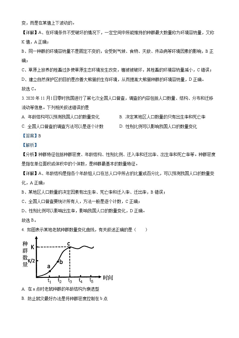 精品解析：江西省南昌市八一中学2022-2023学年高二上学期期末生物试题（解析版）02
