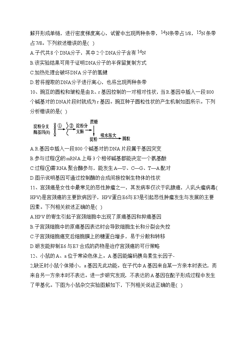 四川省绵阳南山中学2022-2023学年高一下学期6月月考生物试卷（含答案）03