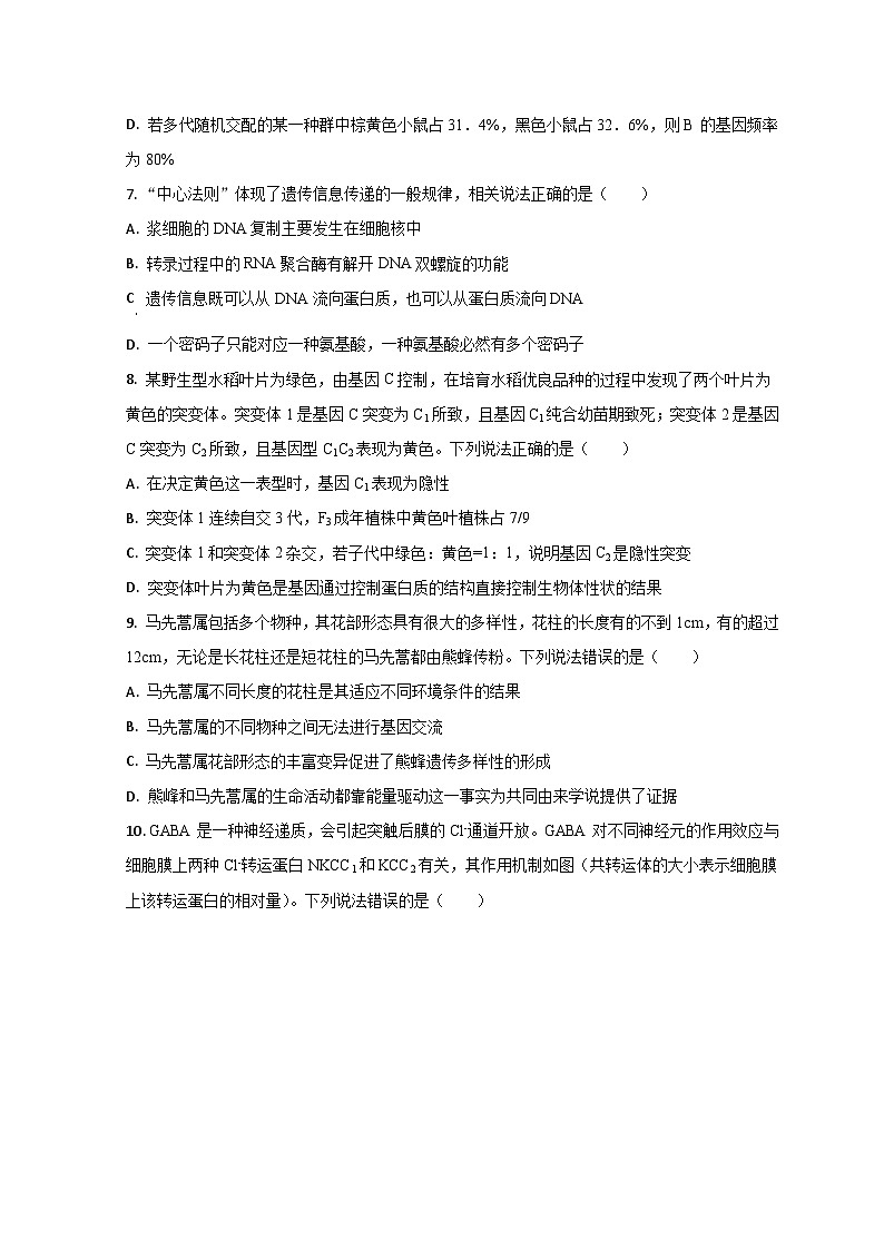 2023潍坊高三上学期期末生物试题含解析03