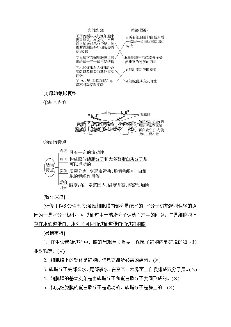 2024届人教版高中生物一轮复习细胞膜与细胞核学案（多项版）03