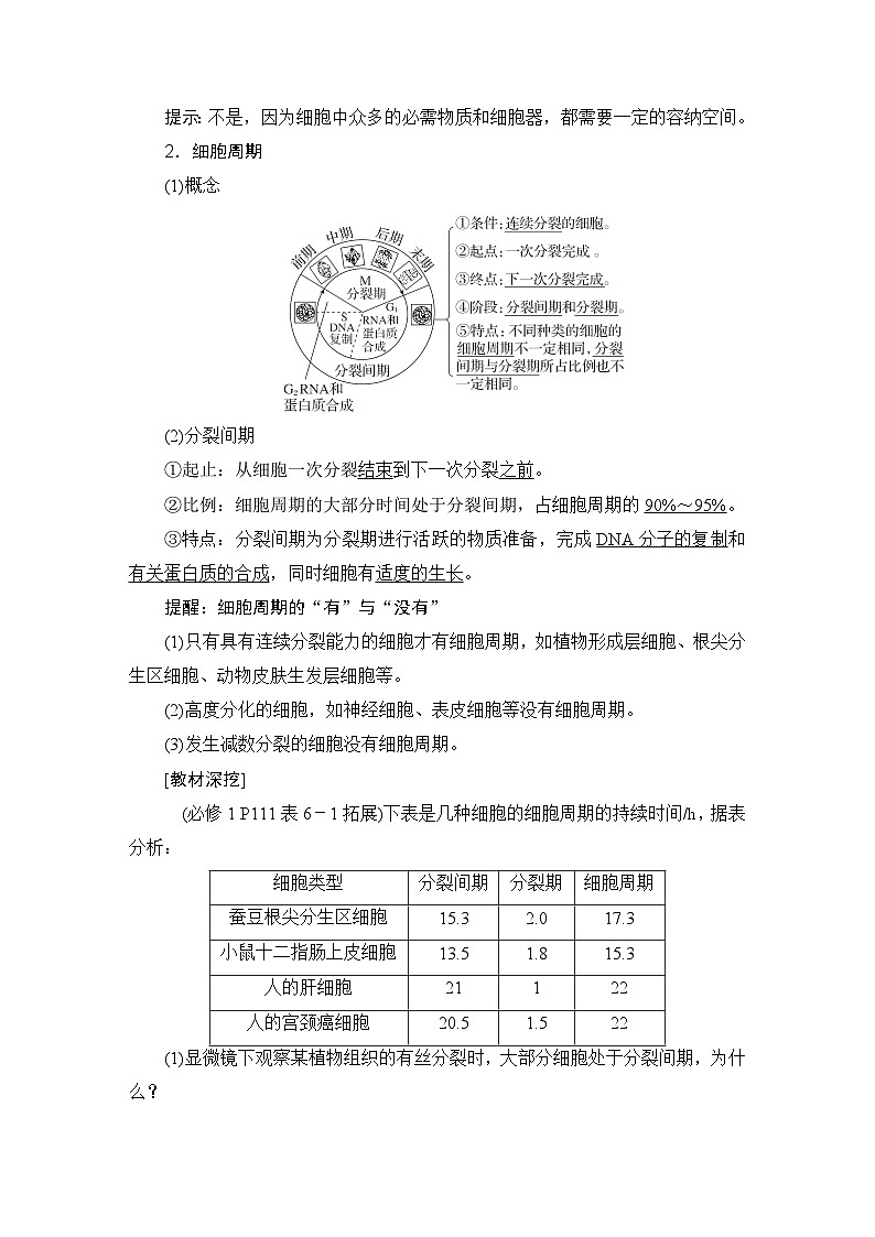 2024届人教版高中生物一轮复习细胞的增殖学案（多项版）02