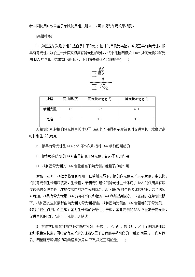 2024届人教版高中生物一轮复习素养提升植物相关激素实验学案（不定项）第3页