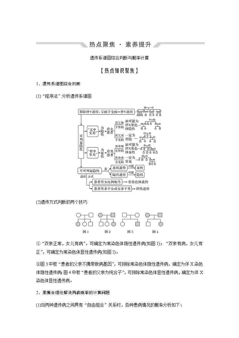2024届人教版高中生物一轮复习素养提升遗传系谱图综合判断与概率计算学案（不定项）第1页