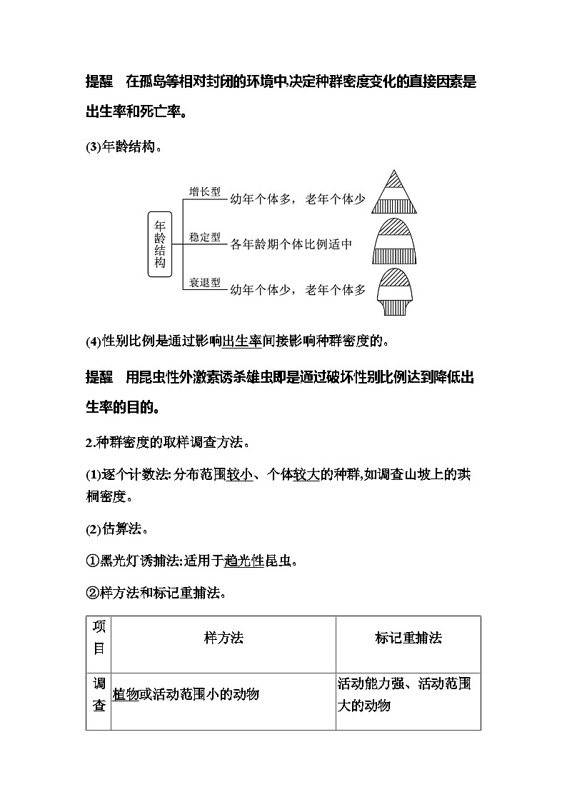 2024届人教版高中生物一轮复习种群及其动态学案（不定项）第2页