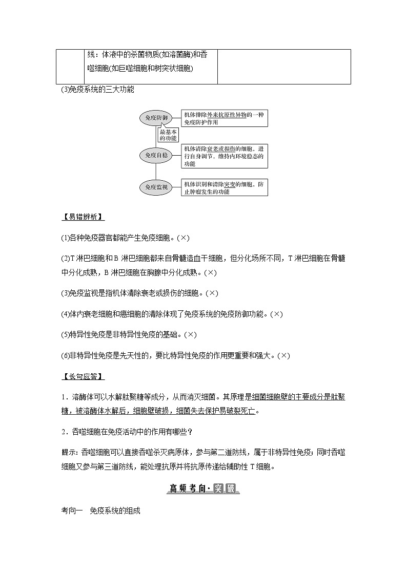 2024届人教版高中生物一轮复习免疫调节学案（不定项）03