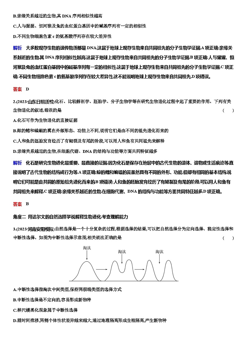 2024届人教版高中生物一轮复习生物的进化学案（不定项） (2)第3页