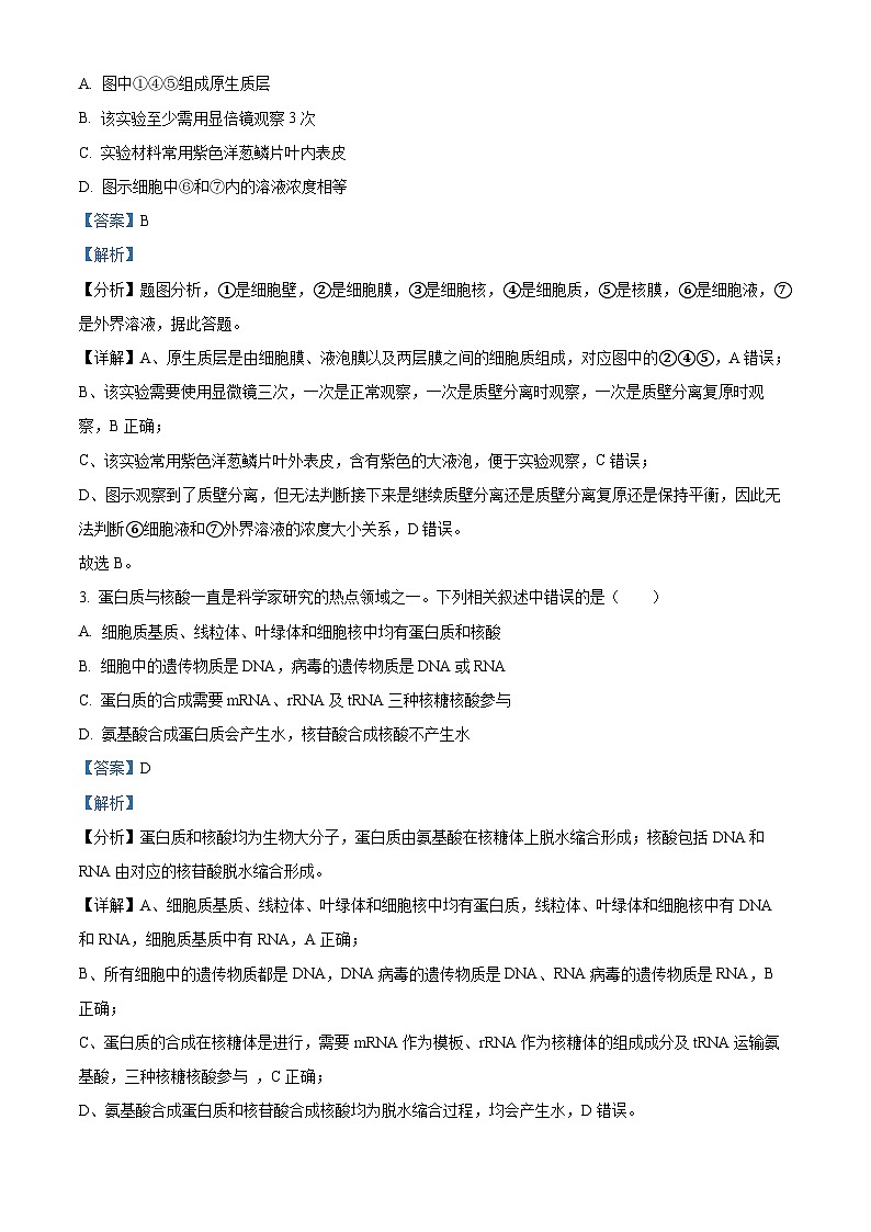 精品解析：吉林省“BEST合作体”2022-2023学年高二下学期期末联考生物试题（解析版）第2页