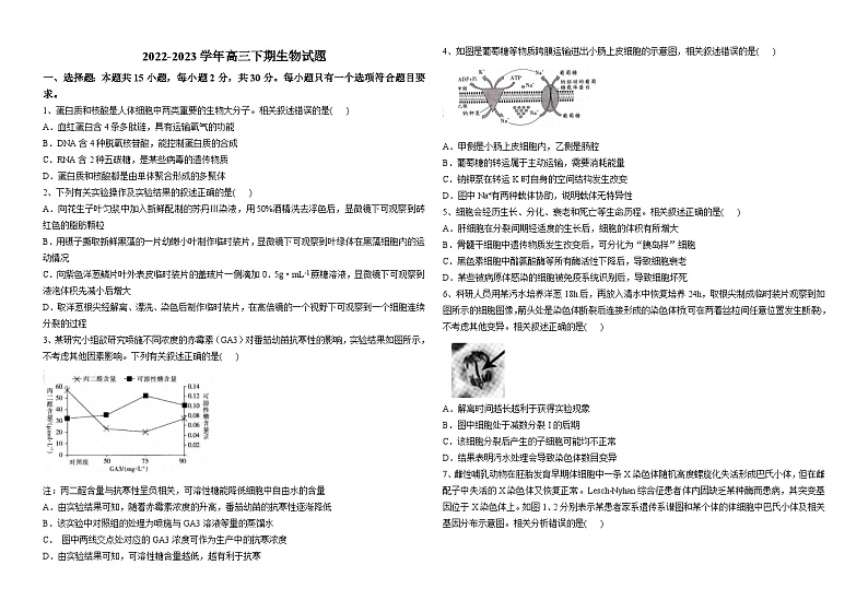 山东省乳山市第一中学2022-2023学年高三5月阶段检测生物试题01