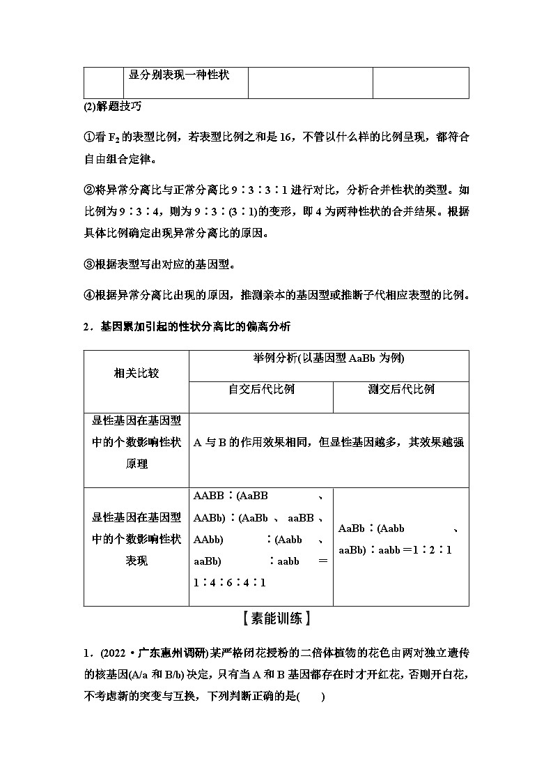 2024届人教版高中生物一轮复习素养加强课4自由组合定律在特殊情况下的重点题型学案第2页