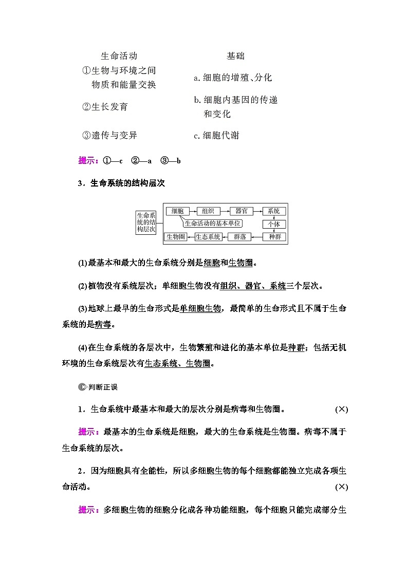 2024届人教版高中生物一轮复习走近细胞学案第2页