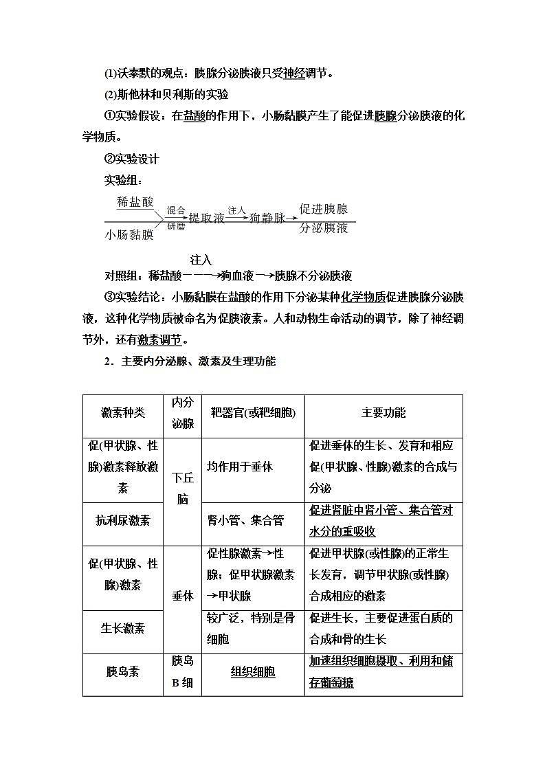 2024届人教版高中生物一轮复习通过激素的调节及神经调节与体液调节的关系学案第2页