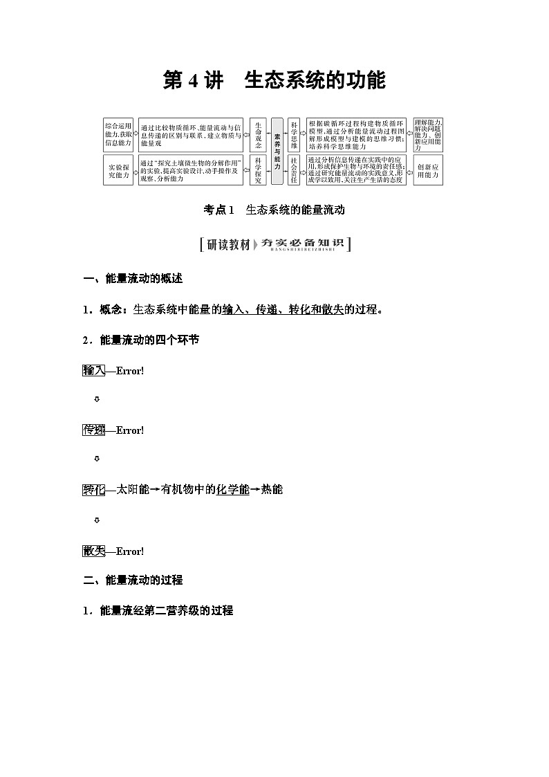 2024届人教版高中生物一轮复习生态系统的功能学案01