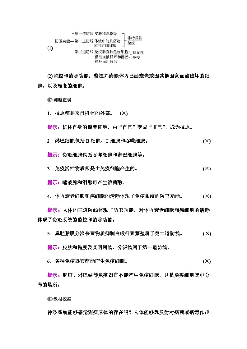 2024届人教版高中生物一轮复习免疫调节学案 (2)02
