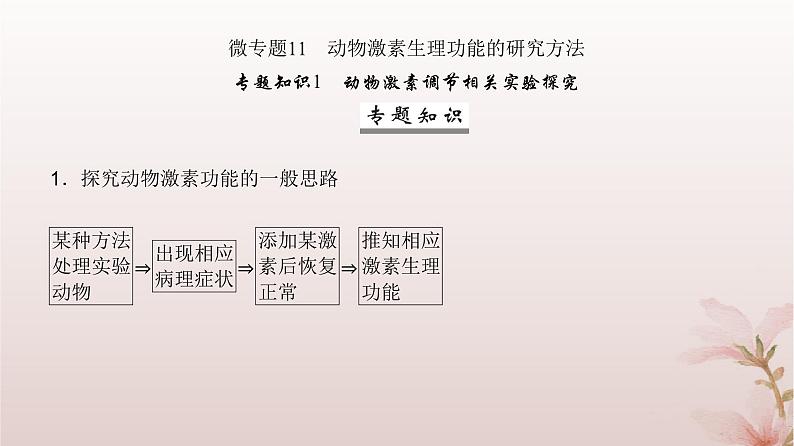 2024届高考生物一轮总复习第八单元稳态与调节微专题11动物激素生理功能的研究方法课件第2页