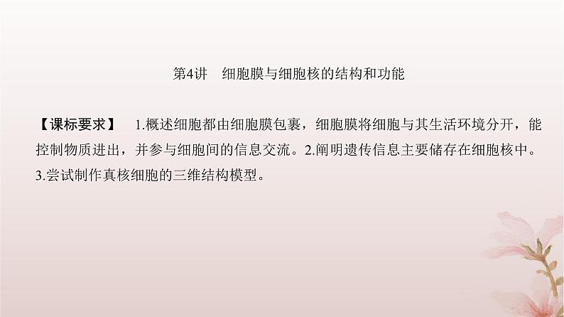 2024届高考生物一轮总复习第二单元细胞的基本结构与物质运输第4讲细胞膜与细胞核的结构和功能课件02