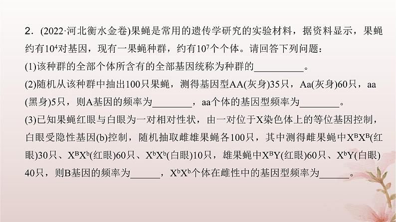 2024届高考生物一轮总复习第七单元生物的变异和进化微专题9基因频率与基因型频率的计算课件06