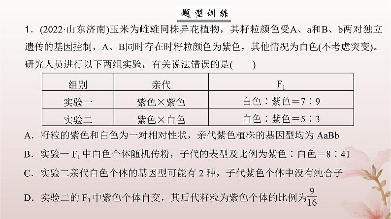 2024届高考生物一轮总复习第五单元遗传的基本规律微专题6自由组合定律的异常分离比及题型训练课件第6页