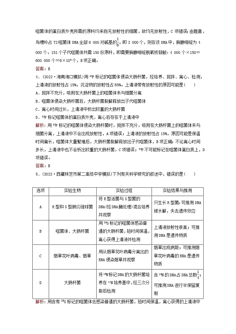 2024届高考生物一轮总复习第六单元遗传的分子基础课时跟踪练16DNA是主要的遗传物质02