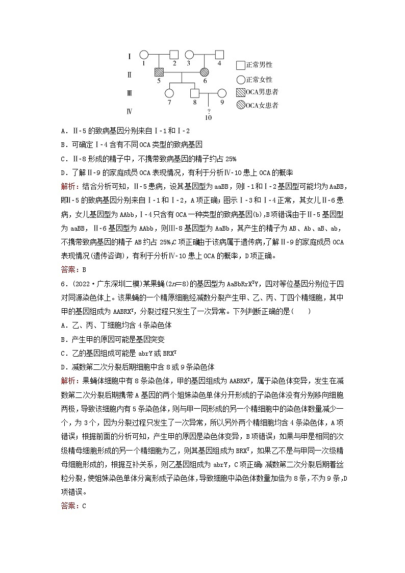 2024届高考生物一轮总复习第五单元遗传的基本规律课时跟踪练15伴性遗传和人类遗传病03