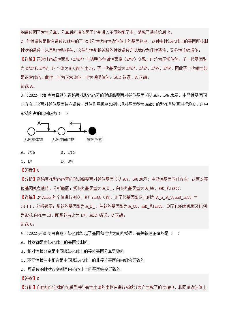 2019-2023年高考生物学分类汇编——专题6遗传的基本规律（解析版）第2页