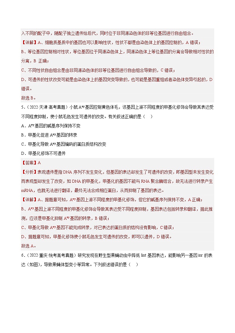 2019-2023年高考生物学分类汇编——专题7遗传的分子基础03
